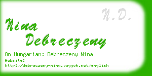 nina debreczeny business card